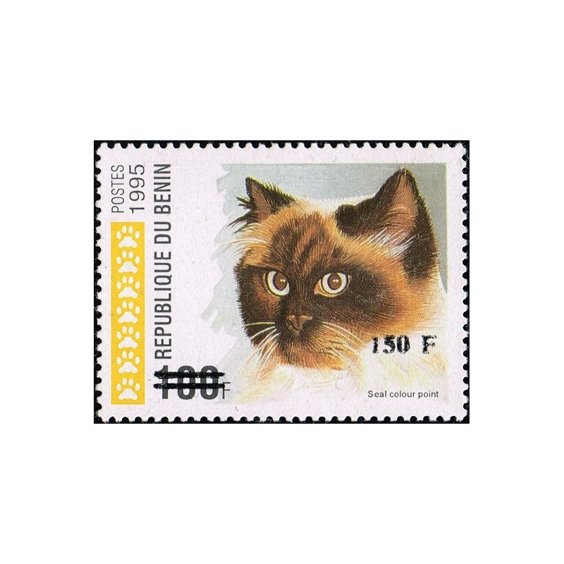 Bénin 2000 - Mi 1273 - surcharge locale 150 f - Chat "seal colour point" - cote 100 € **