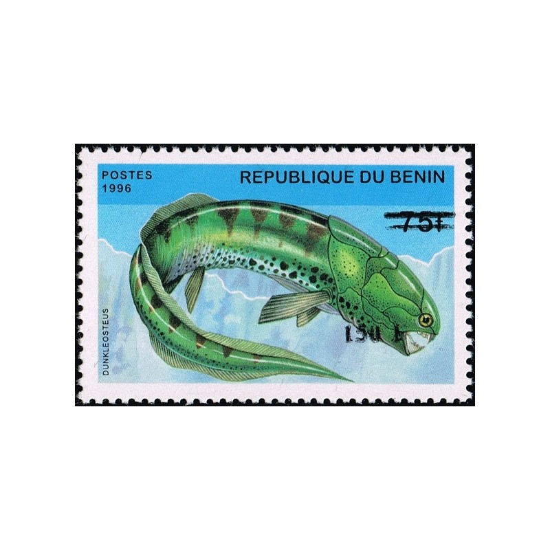 Bénin 2000 - Mi 1265 - surcharge locale 150 f - Faune préhistorique "dunkleosteus" - cote 100 € **
