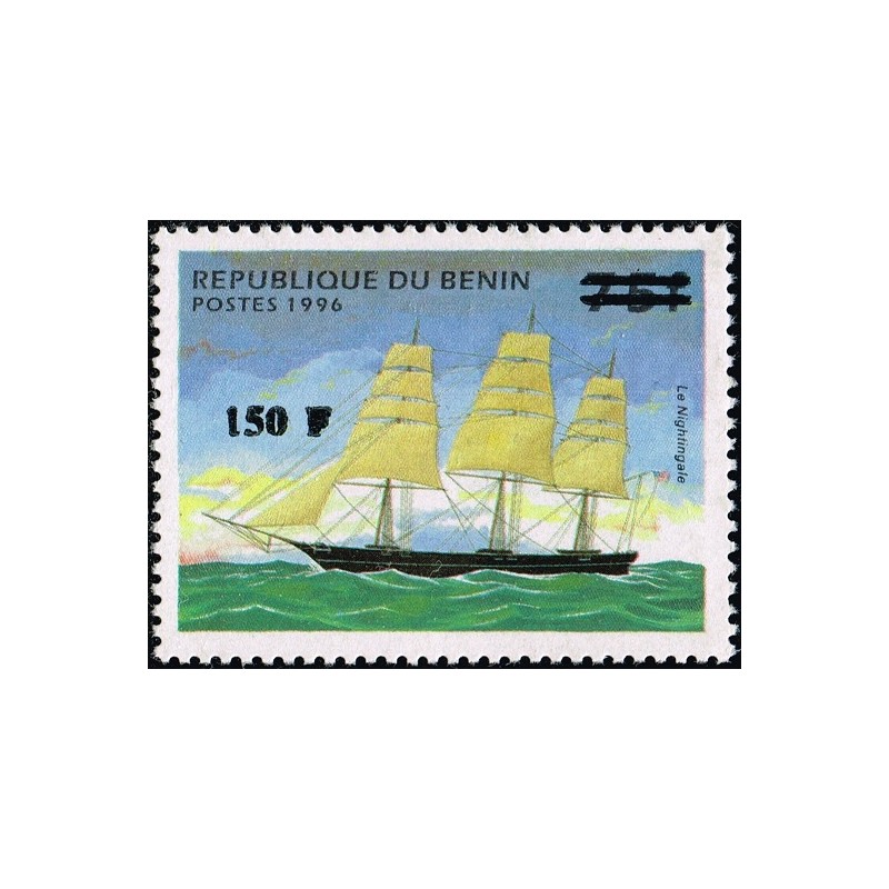 Bénin 2000 - Mi 1261 - surcharge locale 150 f - Voilier "le Nightingale" - cote 100 € **