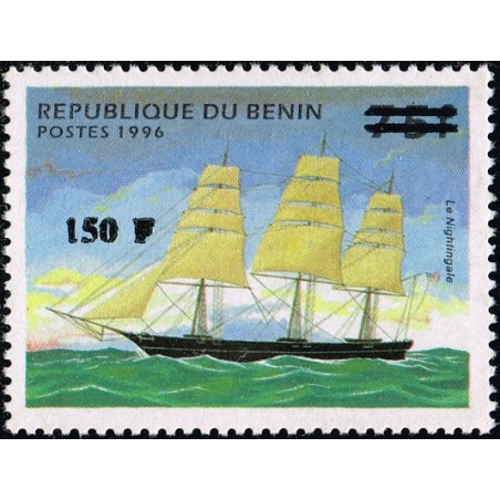 Bénin 2000 - Mi 1261 - surcharge locale 150 f - Voilier "le Nightingale" - cote 100 € **