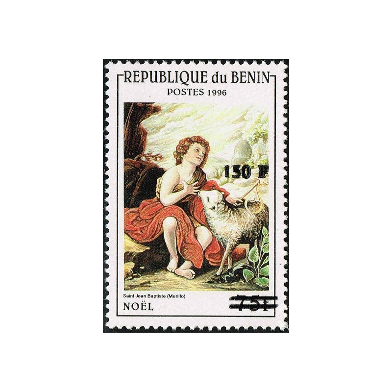 Bénin 2000 - Mi 1260 - surcharge locale 150 f - St Jean Baptiste enfant, par Murillo - Noël - cote 100 € **