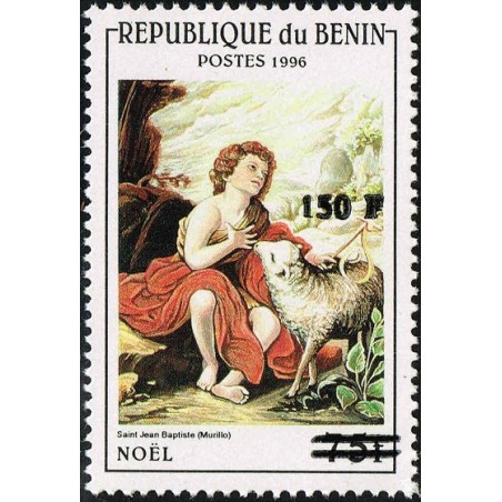 Benin 2000 - Mi 1260 - local overprint 150 f - St. John the Baptist as a child, by Murillo - Christmas - CV 100 € **