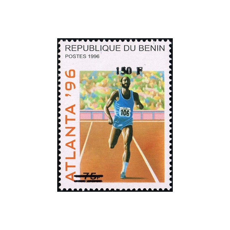 Bénin 2000 - Mi 1258 - surcharge locale 150 f - Jeux olympiques Atlanta 96 - Athlétisme - cote 100 € **