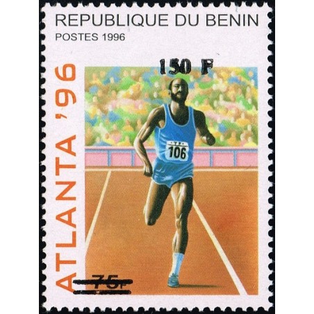 Bénin 2000 - Mi 1258 - surcharge locale 150 f - Jeux olympiques Atlanta 96 - Athlétisme - cote 100 € **
