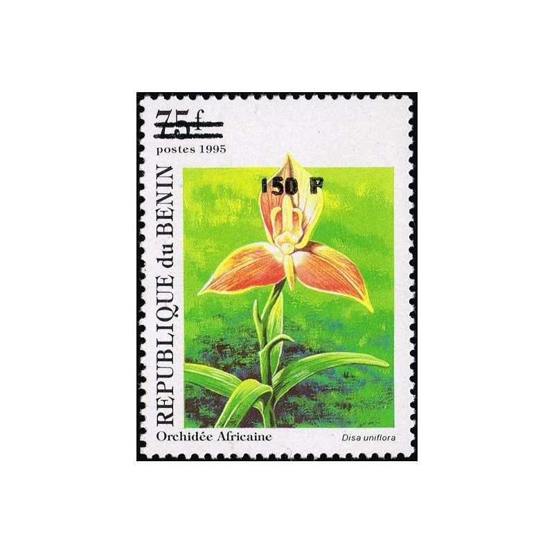 Bénin 2000 - Mi 1257 - surcharge locale 150 f - Orchidée africaine "disa uniflora" - cote 100 € **