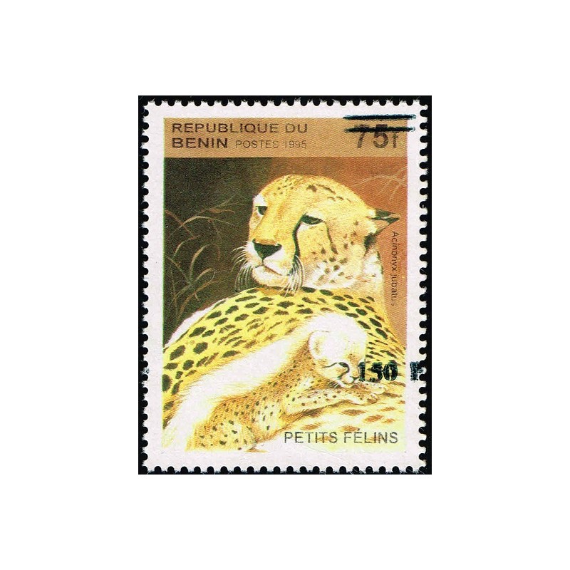 Bénin 2000 - Mi 1256 - surcharge locale 150 f - Félins : guépard "acinonyx jubatus" - cote 100 € **