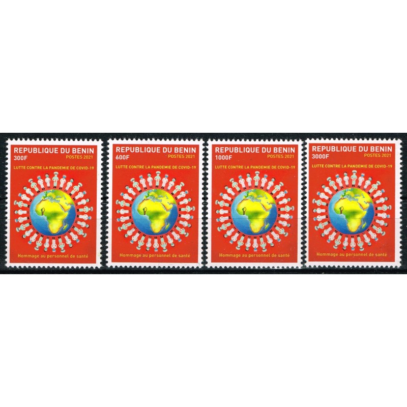 Benin 2021 - Mi 1684 to 1687 - fight against COVID - healthcare personnel - 4 st. MNH