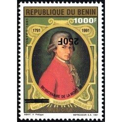 Bénin 1996 - Mi 891 - surcharge locale 250 f - Mozart ** - surcharge inversée