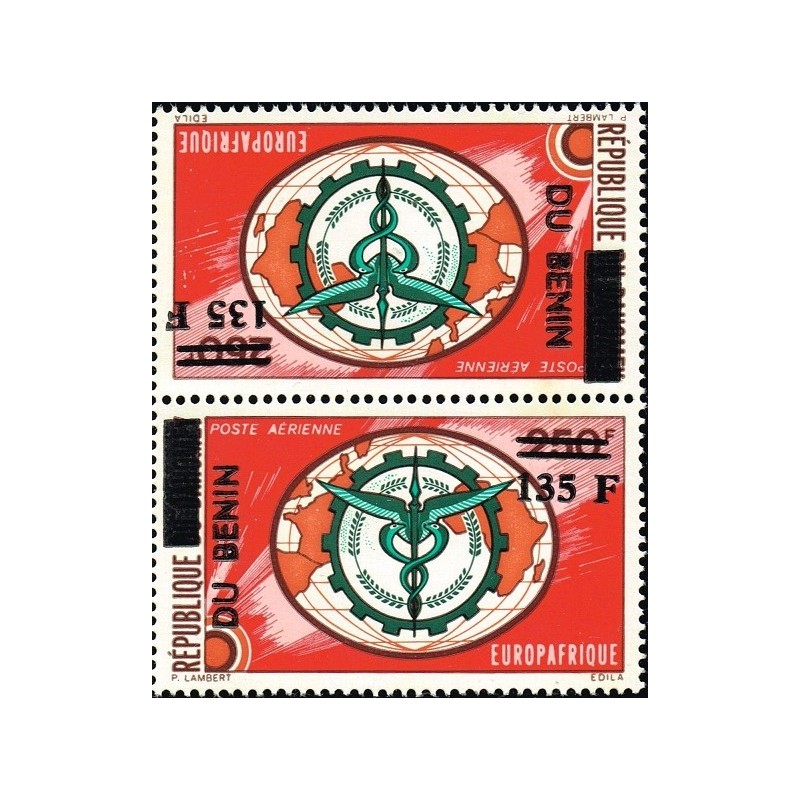 Benin 1994 - Mi 600 - local overprint 135 f tête-bêche pair - Europafrica 1974 - MNH - CV 120 €