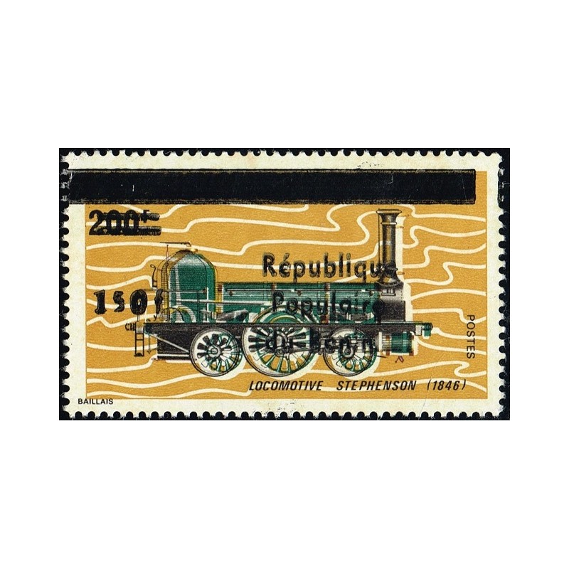 Bénin 1988 - Mi E 473 - surcharge locale 150 f - locomotive Stephenson ** - cote 60 € - Défauts