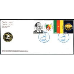Cameroun 2010 - Mi 1261 à 1264 - 50 ans indépendance - env. 1er Jour avec bande de 4 timbres
