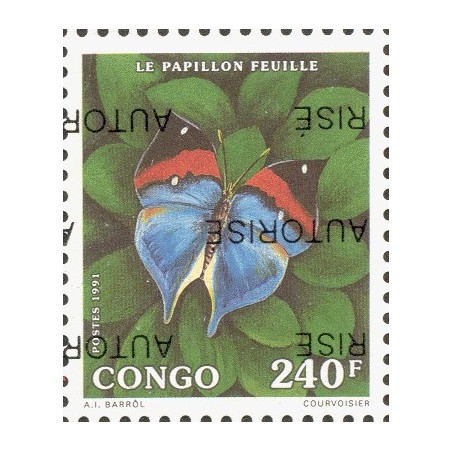 1998 - Mi A 1528 - surcharge AUTORISE - Papillon feuille **