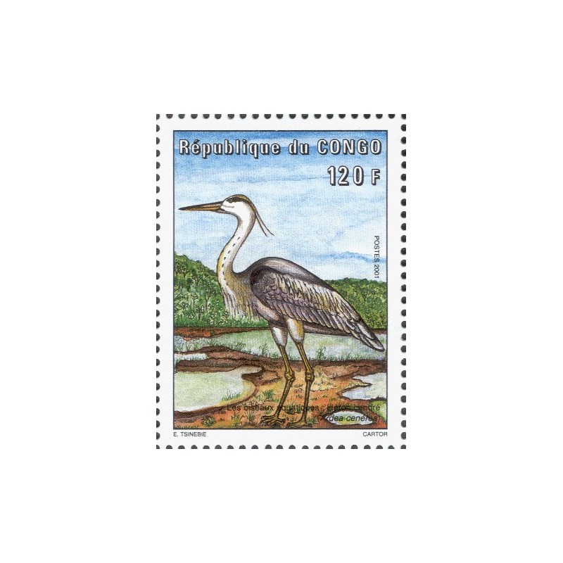 2001 - Mi 1740 - Oiseaux aquatiques : Héron cendré **