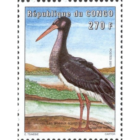 2001 - Mi 1743 - Aquatic birds: Black Stork - MNH