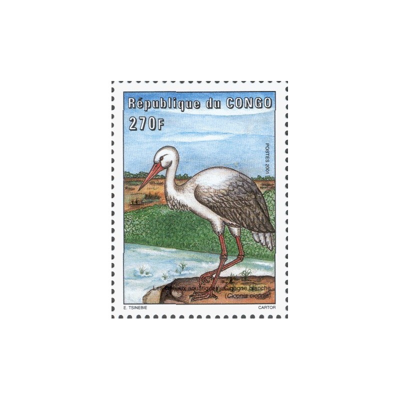 2001 - Mi 1744 - Aquatic birds: White Stork - MNH