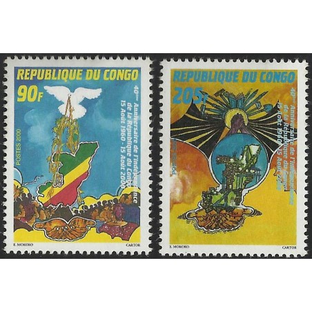 2000 - Mi 1745/1746 - 40th anniversary of independence - 2 st. - MNH