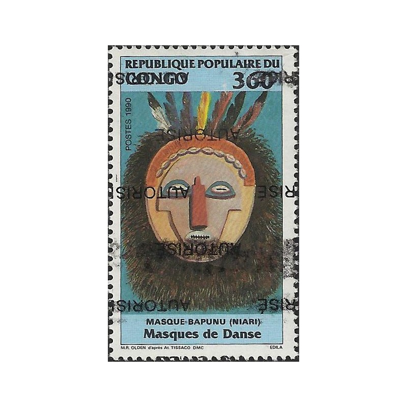 1998 - Mi 1547 - local overprint AUTORISE - Bapunu Danse mask - MNH