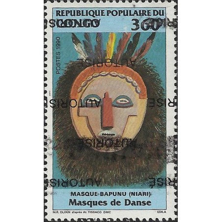 1998 - Mi 1547 - local overprint AUTORISE - Bapunu Danse mask - MNH