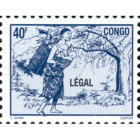 1998 - Mi 1561 - surcharge LEGAL - Femme à la hotte - 40 f bleu sombre **