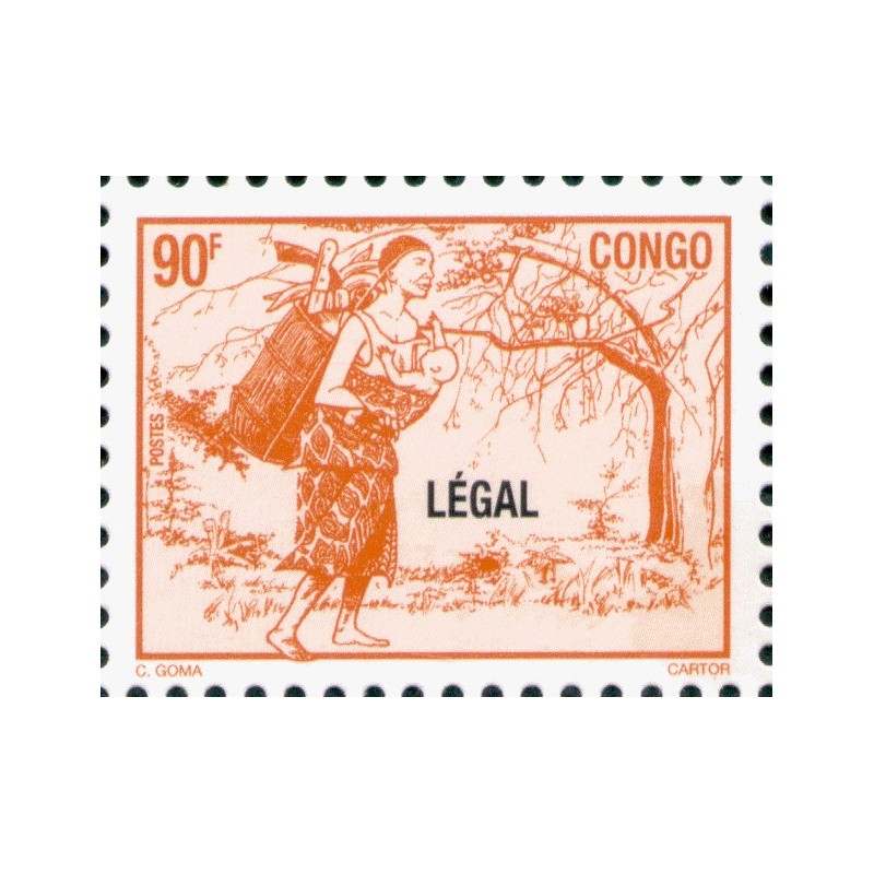 1998 - Mi 1563 - local overprint LEGAL - Mother carrying baby - 90 f orange - MNH