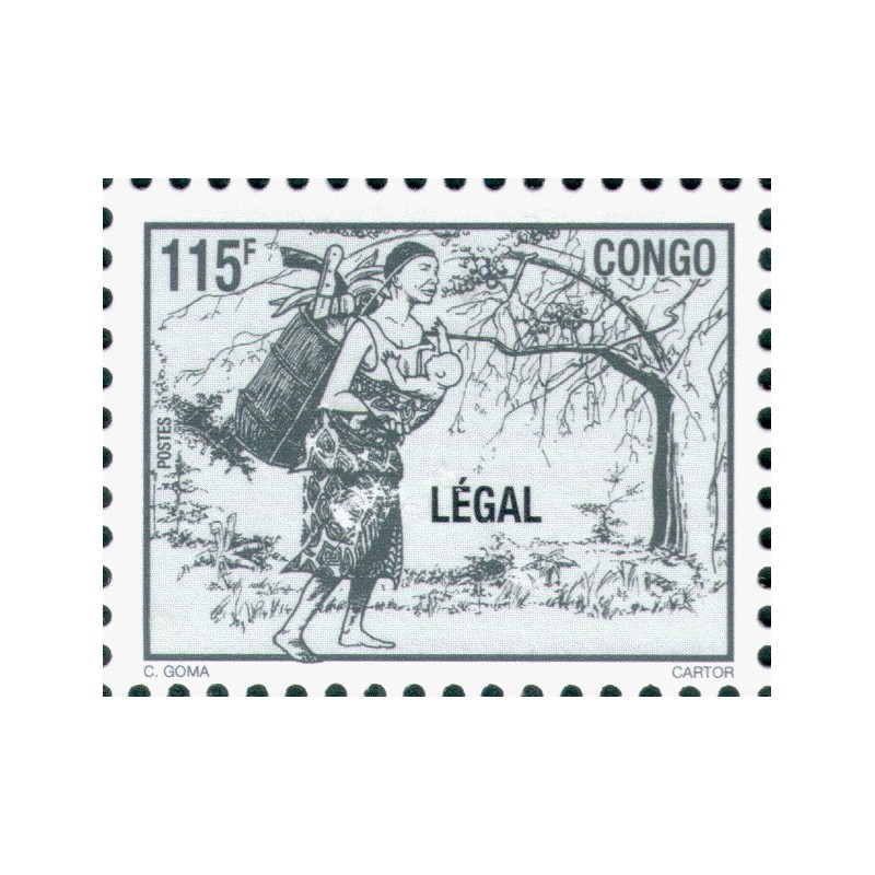1998 - Mi 1565 - local overprint LEGAL - Mother carrying baby - 115 f dark gray - MNH