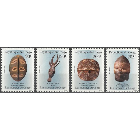 1998 - Mi 1595/1598 - Masques du Congo - 4 val. **