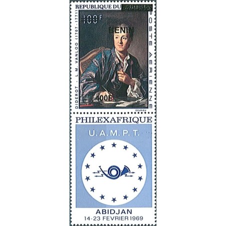 2009 - Mi 1609 - local overprint 400 f - Diderot by Vanloo + vignette Philexafrique- MNH