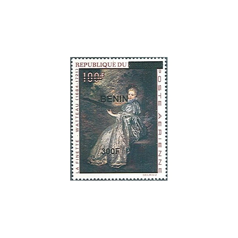 2009 - Mi 1561 - local overprint 300 f - Woman playing stringed instrument, by Watteau - MNH