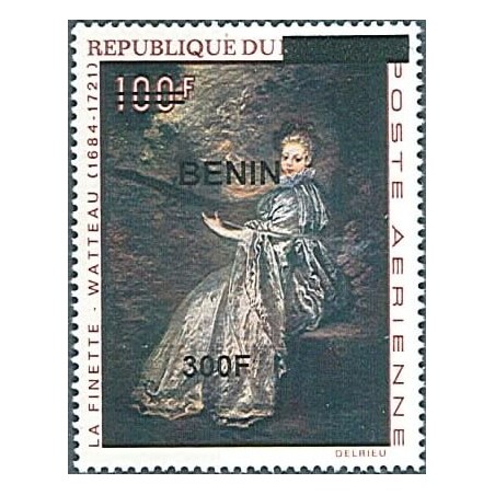 2009 - Mi 1561 - local overprint 300 f - Woman playing stringed instrument, by Watteau - MNH