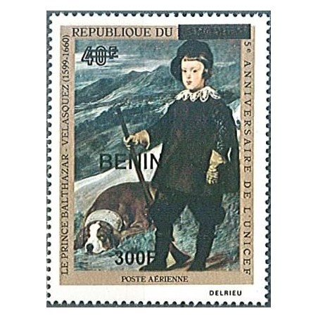 2009 - Mi 1540 - local overprint 300 f - Prince Balthazar, by Velasquez - UNICEF - dog - MNH