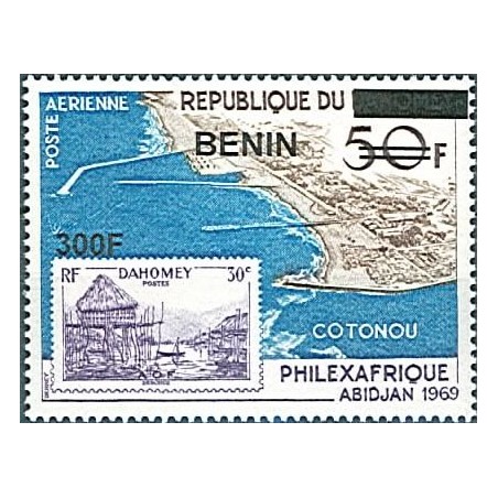 2009 - Mi 1600 - local overprint 300 f - Philexafrique Abidjan - port of Cotonou - MNH