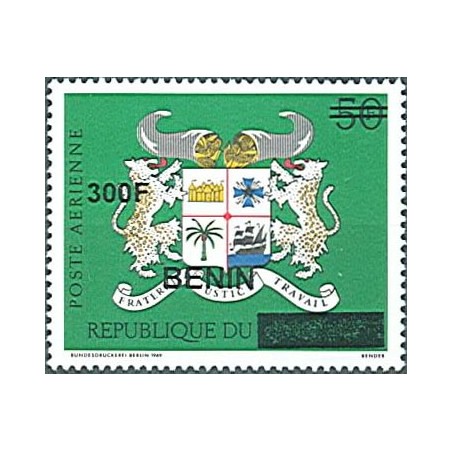 2009 - Mi 1544 / 1601 - surcharge locale 300 f - Blason du Bénin **