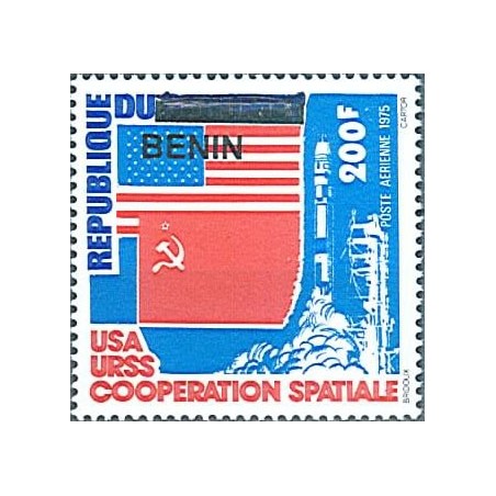 2009 - Mi 1539 - local overprint - USA/USSR cooperation in space - flags, rocket - MNH