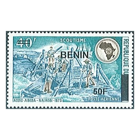 2009 - Mi 1599 - local overprint 200 f - Scouts building bridge - MNH