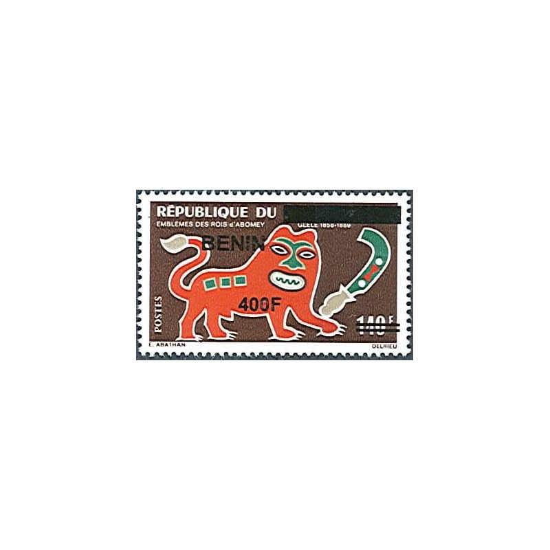 2009 - Mi 1585 - surcharge locale 400 f - Emblème des rois d'Abomey - Glèle (lion) **