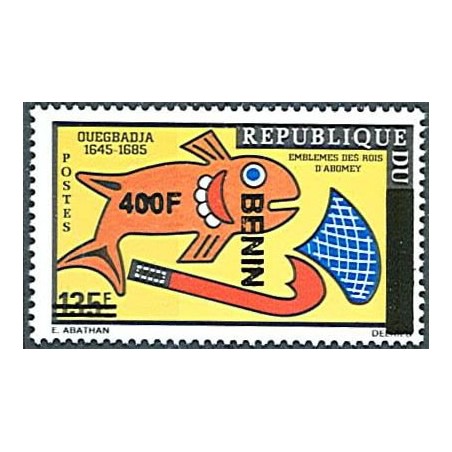 2009 - Mi 1584 - local overprint 400 f - Emblems of the Kings of Abomey: Ouegbadja (fish) - MNH