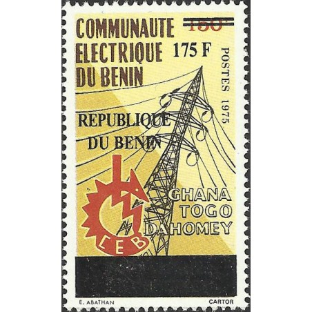 2008 - Mi 1425 - local overprint 175 f - Benin Electric Community Emblem and Pylon - MNH