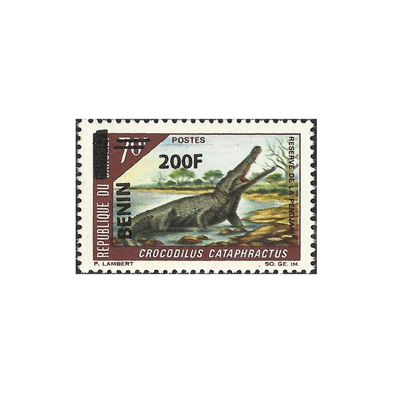 2009 - Mi 1498 - local overprint 200 f -  African slendersnouted crocodile - MNH