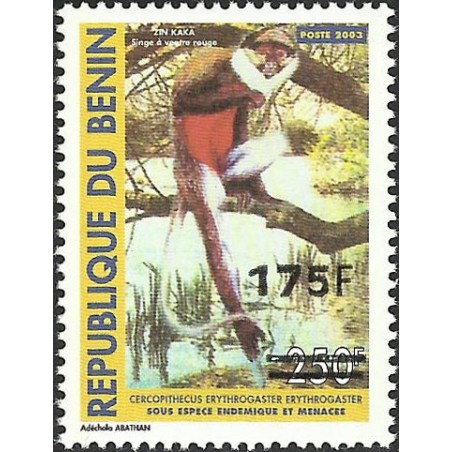 2007 - Mi 1402 - local overprint 175 f - Monkey "cercopithecus" 250 f - MNH