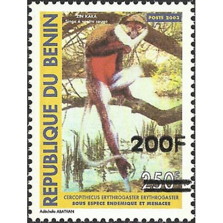 2007 - Mi 1408 - local overprint 200 f - Monkey "cercopithecus" 250 f - MNH