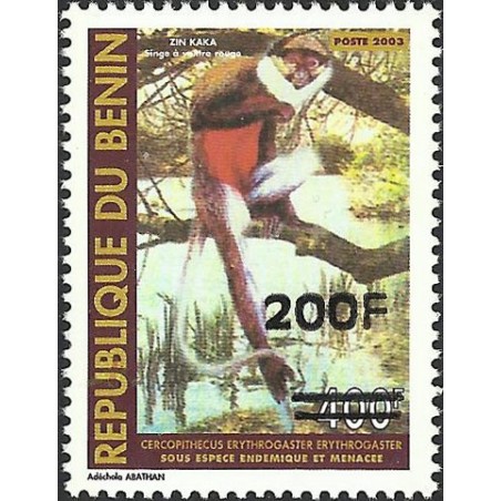 2007 - Mi 1411 - local overprint 200 f - Monkey "cercopithecus" 400 f - MNH