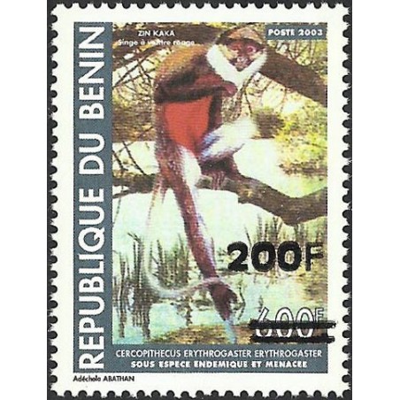 2007 - Mi 1412 - local overprint 200 f - Monkey "cercopithecus" 600 f - MNH