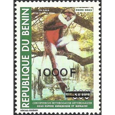 2007 - Mi 1415 - local overprint 1.000 f - Monkey "cercopithecus" 300 f - MNH