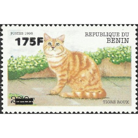 2005 - Mi 1387 - surcharge locale 175 f - Chat "tigré roux" - cote 60 € **