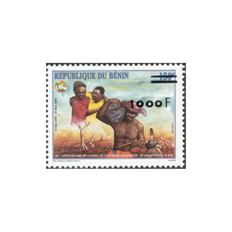 2002 - Mi 1344 - local overprint 1.000 f - Council of the entente - type I - MNH