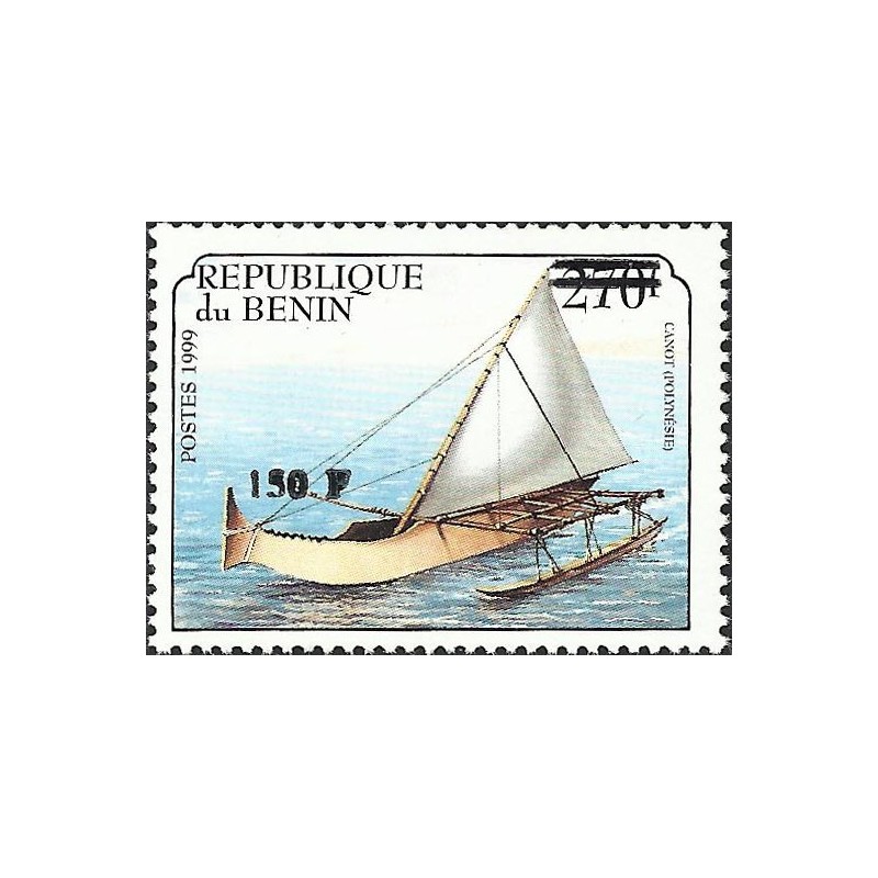 2000 - Mi 1307 - surcharge locale 150 f - Navire : canot (Polynésie) - cote 100 € **