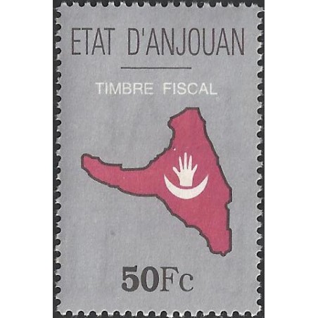 1999 - ETAT d'AJOUAN - Map and flag of the island - fiscal stamp 50 Fc - MNH