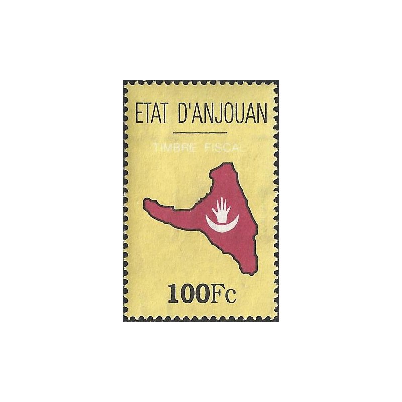 1999 - ETAT d'ANJOUAN - Map and flag of the island - fiscal stamp 100 Fc - MNH