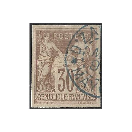 1876 - colonies générales Sage 30 c - oblitéré Dzaoudzi Mayotte - cote 315 Euro