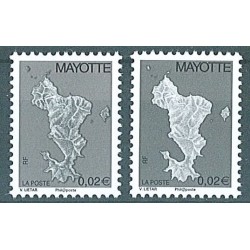 2006 / 2008 - Mayotte - Map of the island - Phil@poste - 0.02 € - 2 st. with different shades - MNH